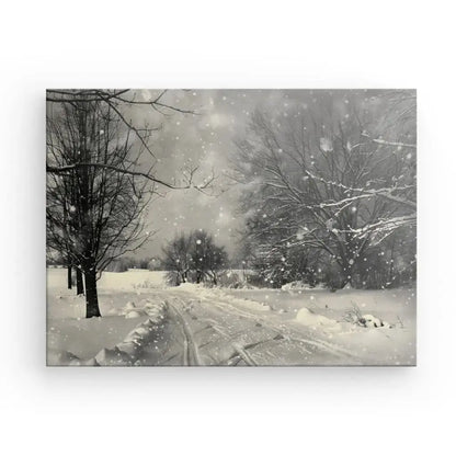 Tableau Chutes de Neige Campagne Noir et Blanc Sépia - Univers Noir et Blanc - #tag1# - #tag2# - #tag3#
