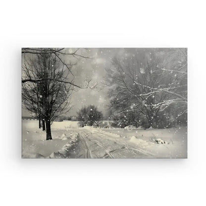 Tableau Chutes de Neige Campagne Noir et Blanc Sépia - Univers Noir et Blanc - #tag1# - #tag2# - #tag3#