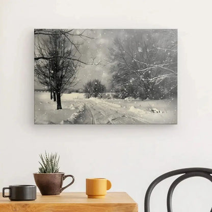 Tableau Chutes de Neige Campagne Noir et Blanc Sépia - Univers Noir et Blanc - #tag1# - #tag2# - #tag3#