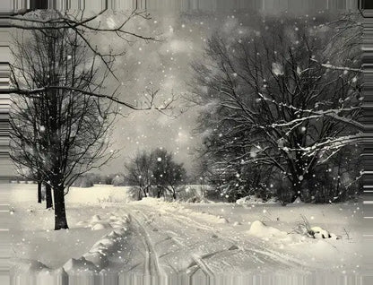 Tableau Chutes de Neige Campagne Noir et Blanc Sépia - Univers Noir et Blanc - #tag1# - #tag2# - #tag3#