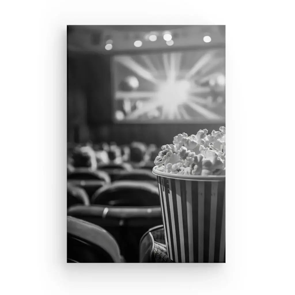 Tableau Cinéma Pop Corn Noir et Blanc - Univers Noir et Blanc - #tag1# - #tag2# - #tag3#