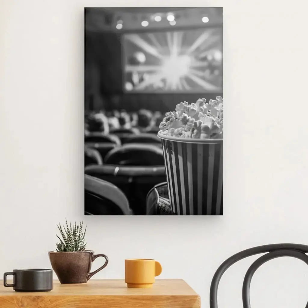Tableau Cinéma Pop Corn Noir et Blanc - Univers Noir et Blanc - #tag1# - #tag2# - #tag3#