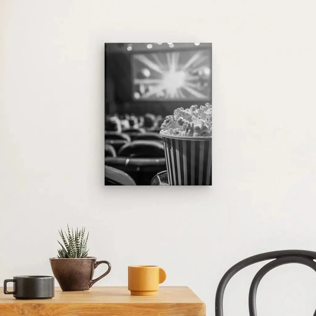 Tableau Cinéma Pop Corn Noir et Blanc - Univers Noir et Blanc - #tag1# - #tag2# - #tag3#