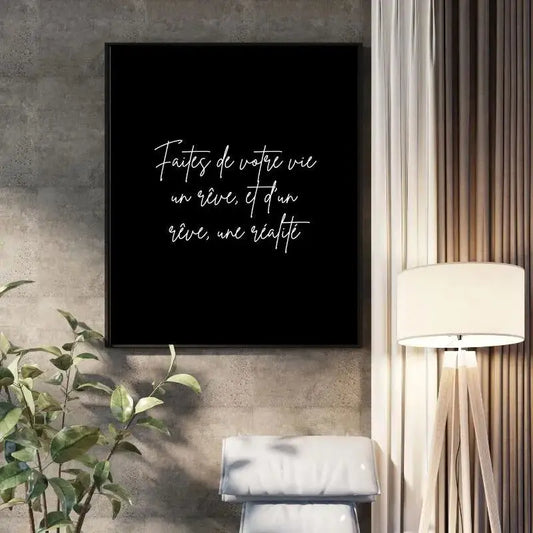 Tableau Citation "Rêve et réalité" Noir et Blanc - Univers Noir et Blanc - #tag1# - #tag2# - #tag3#