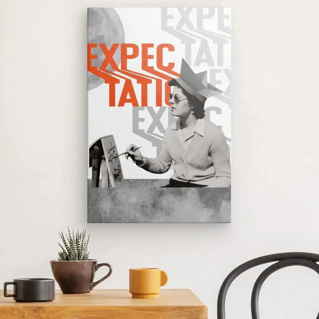 Tableau "Expectation" Noir Blanc Touche Couleur - Univers Noir et Blanc - #tag1# - #tag2# - #tag3#
