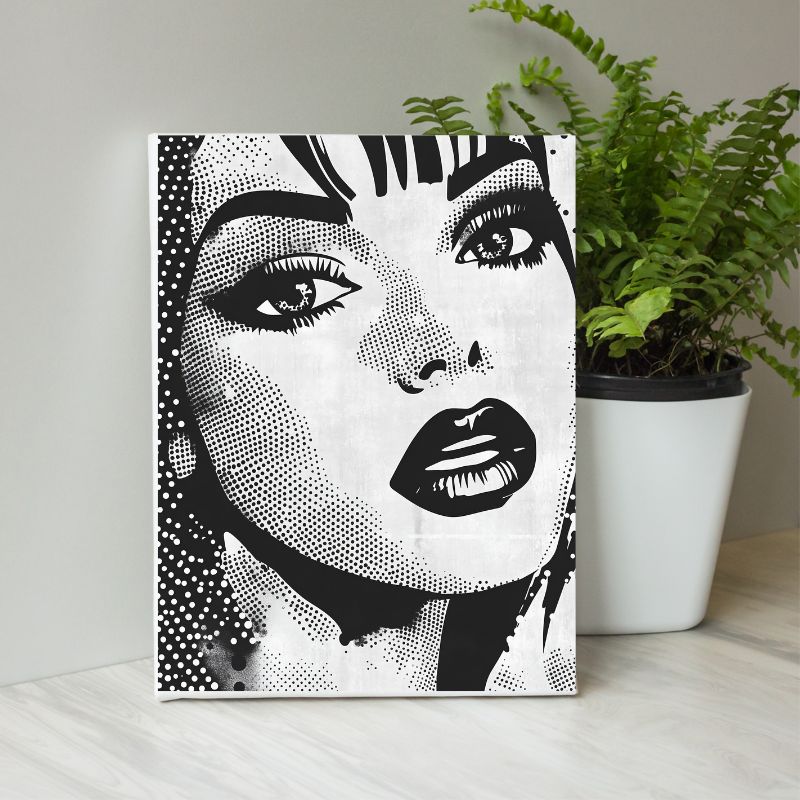 Tableau femme pop art portrait monochrome Univers Noir et Blanc 