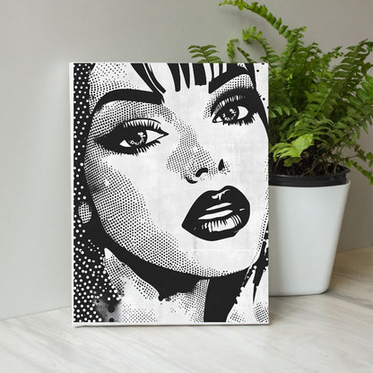 Tableau femme pop art portrait monochrome Univers Noir et Blanc 