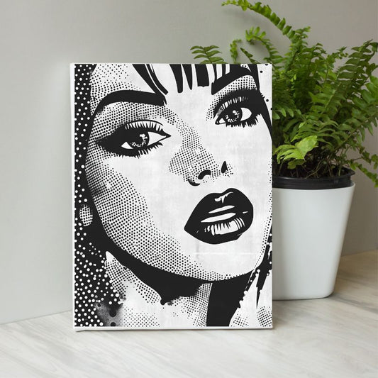 Tableau femme pop art portrait monochrome Univers Noir et Blanc 