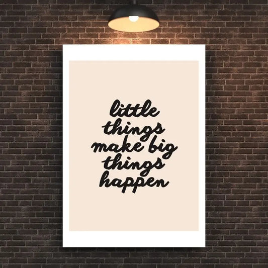 Tableau en beige, noir et blanc avec la citation "Little Things", message inspirant et élégant pour décoration murale moderne