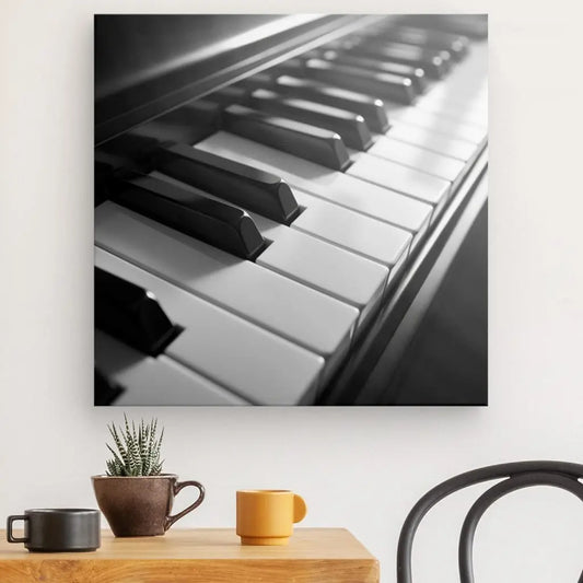 Tableau en noir et blanc d’un clavier de piano, œuvre élégante et musicale pour décoration murale

