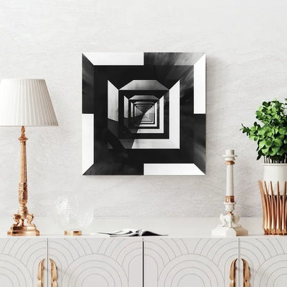 Tableau noir et blanc au contraste géométrique, design graphique et contemporain