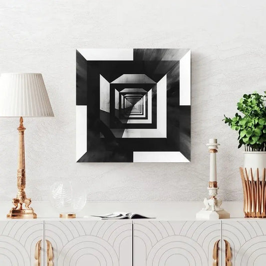 Tableau noir et blanc au contraste géométrique, design graphique et contemporain