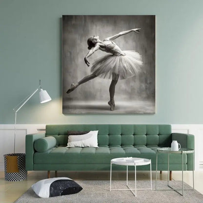 Tableau monochrome d’une danseuse étoilée au style vintage, œuvre élégante et raffinée pour décoration murale
