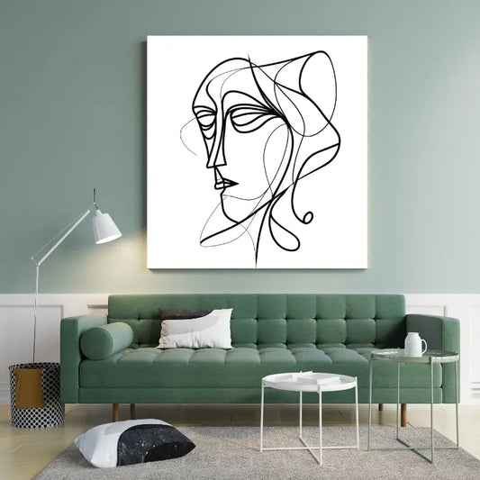 Dessin en noir et blanc d’un visage abstrait se fondant dans des volutes de fumée, combinant mystère, modernité et expression artistique.