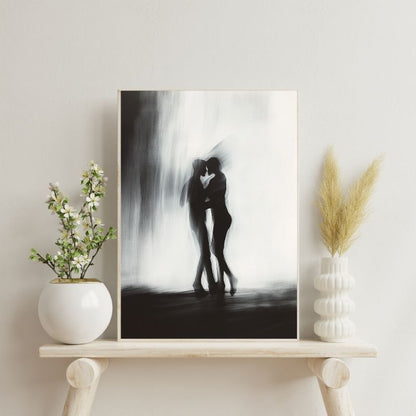 Dessin en ombre d’un couple amoureux, tableau élégant et romantique pour décoration murale
