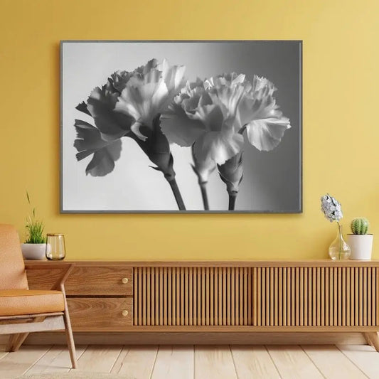 Tableau en gros plan de fleurs blanches, œuvre délicate et élégante pour décoration murale
