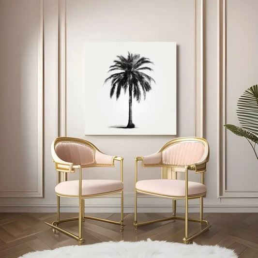 Silhouette épurée d’un palmier en noir et blanc, au style minimaliste, apportant une touche tropicale, graphique et élégante à votre déco.