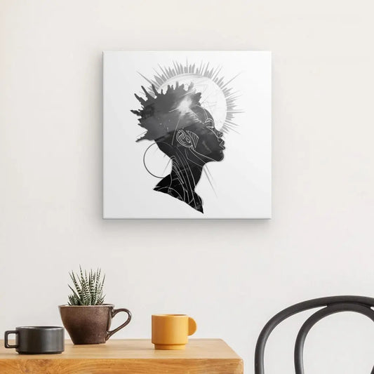 Dessin moderne en noir et blanc d’un visage, tableau artistique et épuré pour décoration murale contemporaine