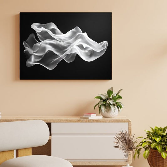 Tableau moderne en noir et blanc, design abstrait et épuré pour décoration murale contemporaine