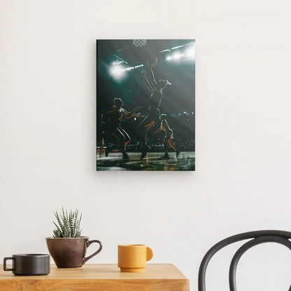 Tableau photographique de basketteuses en action, scène dynamique et sportive pour décoration murale moderne
