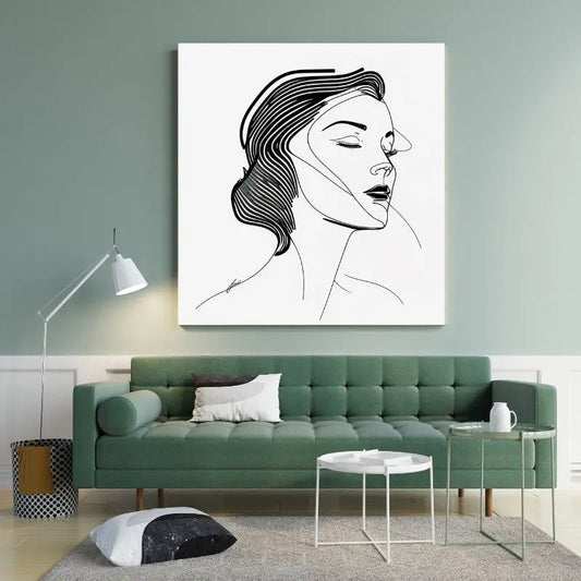 Portrait moderne en noir et blanc d’une femme diva dessiné à traits fins, exprimant l’élégance, la force et le style graphique contemporain.