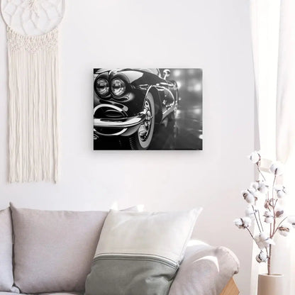 Tableau en noir et blanc d’une Rolls Royce de collection, scène automobile élégante et vintage pour décoration murale