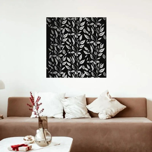 Tableau noir et blanc de plantes grimpantes au style minimaliste, design naturel et épuré