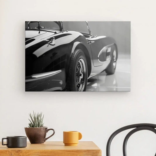 Tableau noir et blanc d’une voiture Shelby, icône de luxe et de puissance au style vintage