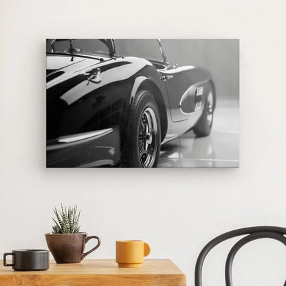 Tableau noir et blanc d’une voiture Shelby, icône de luxe et de puissance au style vintage