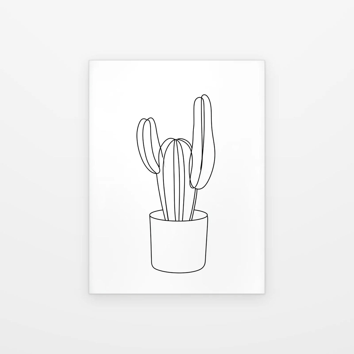 Visuel du poster Cactus au Trait noir et blanc présenté seul sur fond blanc, aperçu de l’œuvre imprimée