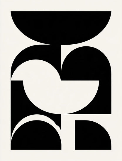 Illustration du poster composition Bauhaus géométrique noir et blanc, vue fidèle de l’œuvre