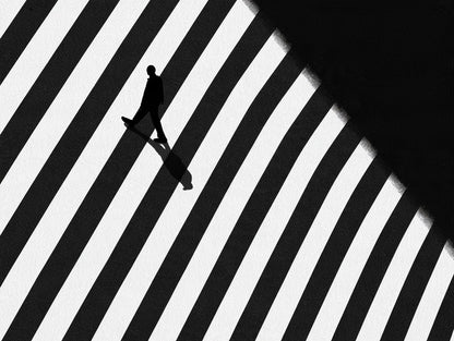 Œuvre du poster passage piéton graphique noir et blanc, vue complète et fidèle du visuel