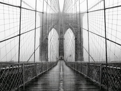 Illustration du poster passerelle du pont de Brooklyn noir et blanc, vue fidèle de l’œuvre