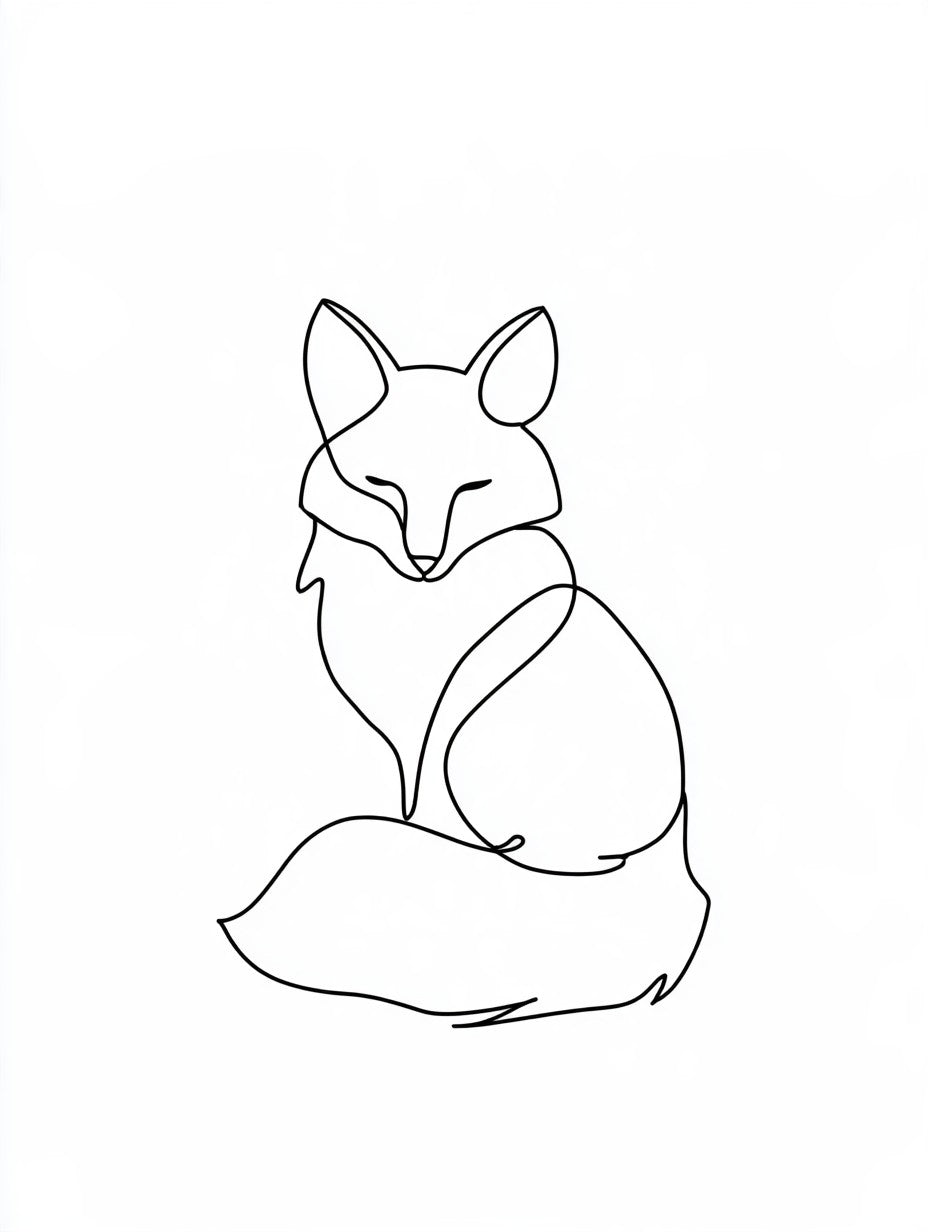 Illustration du poster renard assis noir et blanc, vue fidèle de l’œuvre