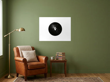 Poster Affiche Repère Céleste noir et blanc sans cadre, présenté dans : coin lecture aux murs vert olive