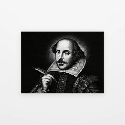 Visuel du poster shakespeare à la plume noir et blanc présenté seul sur fond blanc, aperçu de l’œuvre imprimée