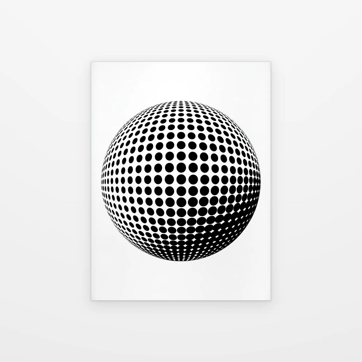 Poster Sphère Optique noir et blanc présenté seul sur fond blanc, aperçu de l’œuvre imprimée