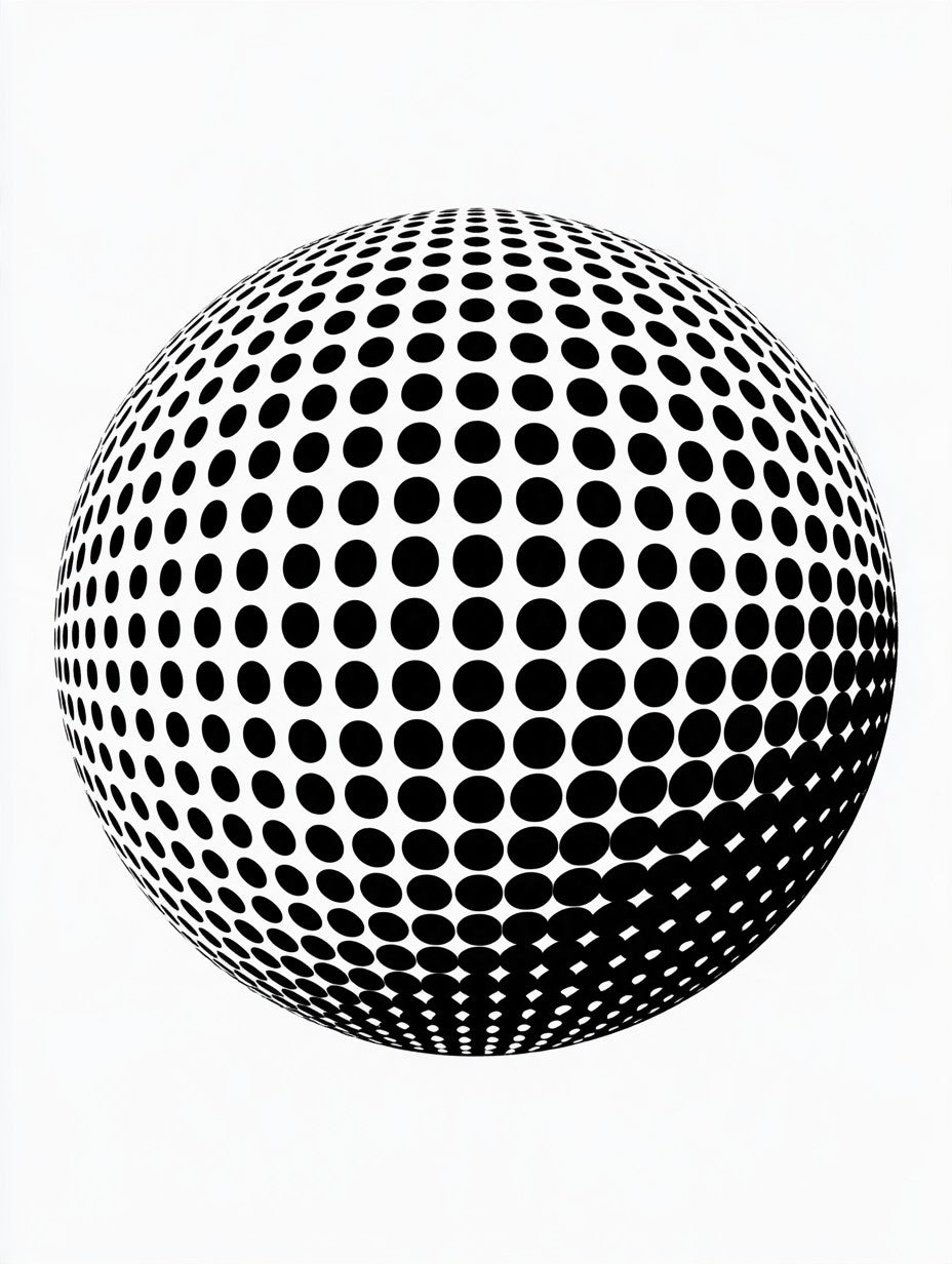 Œuvre du poster Sphère Optique noir et blanc, vue complète et fidèle du visuel