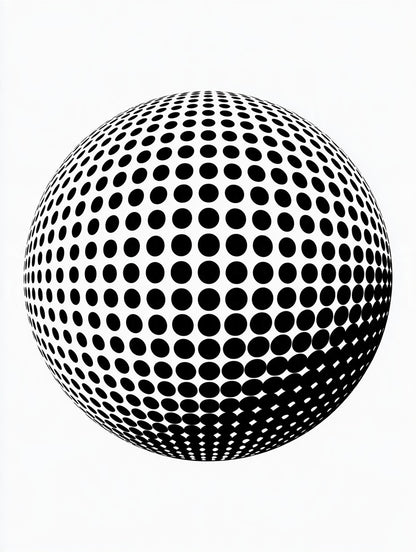Œuvre du poster Sphère Optique noir et blanc, vue complète et fidèle du visuel