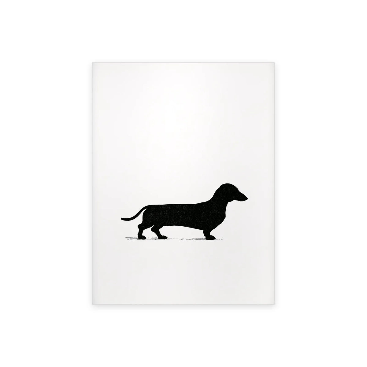 Poster affiche teckel en silhouette noir et blanc présenté seul sur fond blanc