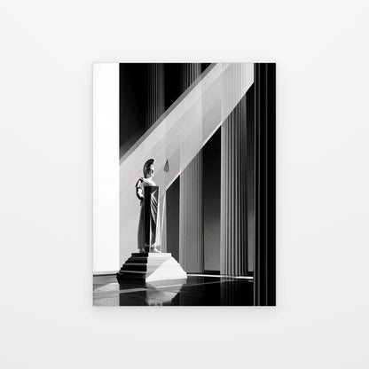 Tableau Athéna dans la Lumière noir et blanc présenté seul sur fond blanc, aperçu de l’œuvre imprimée