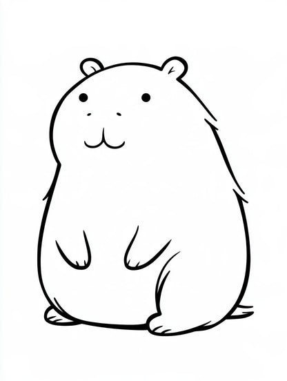 Œuvre du tableau capybara assis noir et blanc, vue complète du visuel