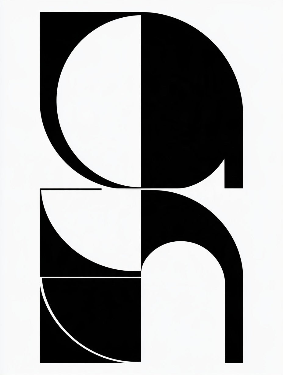 Œuvre du tableau composition bauhaus arches noir et blanc, vue complète du visuel