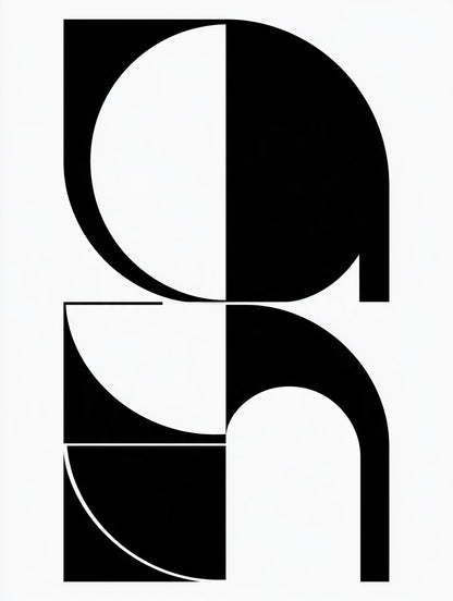 Œuvre du tableau composition bauhaus arches noir et blanc, vue complète du visuel