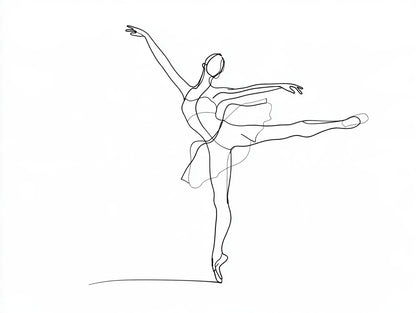Œuvre du tableau danseuse en arabesque noir et blanc, vue complète du visuel