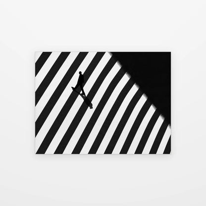 Visuel du tableau passage piéton graphique noir et blanc présenté seul sur fond blanc, aperçu de l’œuvre imprimée