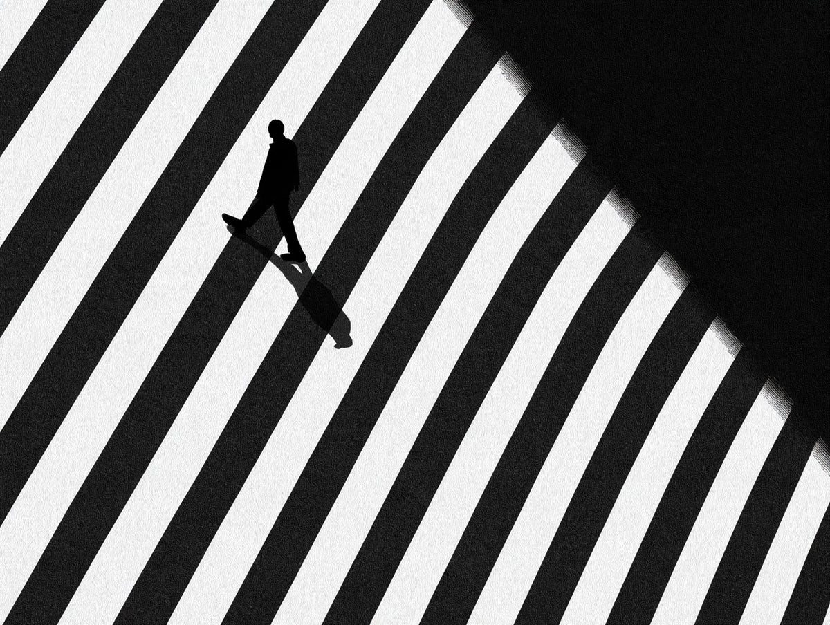 Œuvre du tableau passage piéton graphique noir et blanc, vue complète et fidèle du visuel