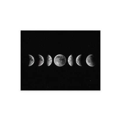 Tableau phases de lune noir et blanc présenté seul sur fond blanc