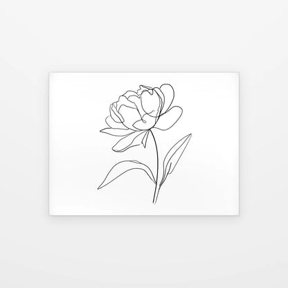 Visuel du tableau Pivoine au Trait noir et blanc présenté seul sur fond blanc, aperçu de l’œuvre imprimée