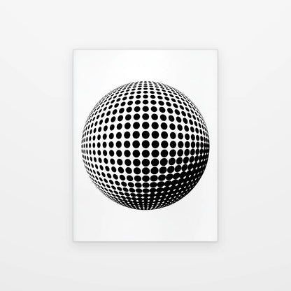 Tableau Sphère Optique noir et blanc présenté seul sur fond blanc, aperçu de l’œuvre imprimée